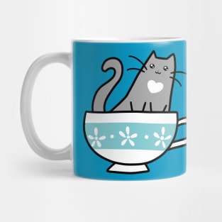 Teacup Blue Cat Mug